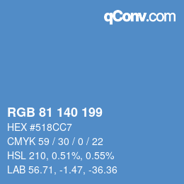 Color code: RGB 81 140 199 | qconv.com
