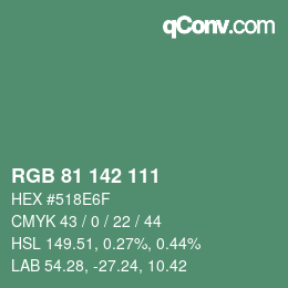 カラーコード: RGB 81 142 111 | qconv.com