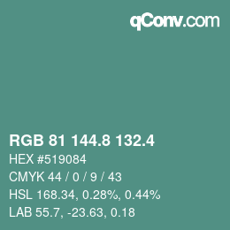 カラーコード: RGB 81 144.8 132.4 | qconv.com