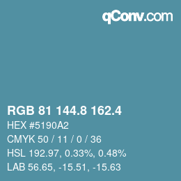 カラーコード: RGB 81 144.8 162.4 | qconv.com
