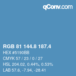 カラーコード: RGB 81 144.8 187.4 | qconv.com