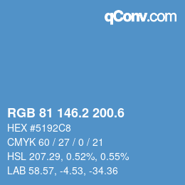 カラーコード: RGB 81 146.2 200.6 | qconv.com