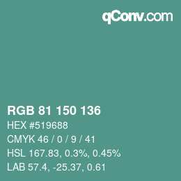 颜色代码: RGB 81 150 136 | qconv.com