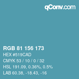 Color code: RGB 81 156 173 | qconv.com