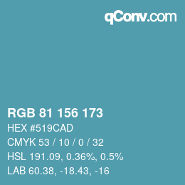颜色代码: RGB 81 156 173 | qconv.com