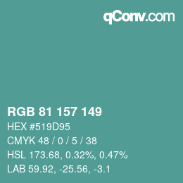 Color code: RGB 81 157 149 | qconv.com