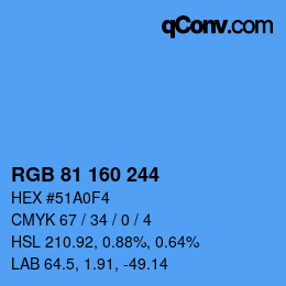 カラーコード: RGB 81 160 244 | qconv.com