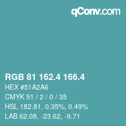 カラーコード: RGB 81 162.4 166.4 | qconv.com