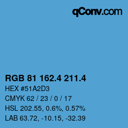 カラーコード: RGB 81 162.4 211.4 | qconv.com