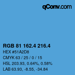 カラーコード: RGB 81 162.4 216.4 | qconv.com