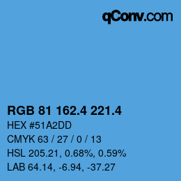 カラーコード: RGB 81 162.4 221.4 | qconv.com