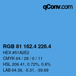 カラーコード: RGB 81 162.4 226.4 | qconv.com