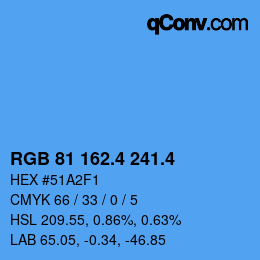 カラーコード: RGB 81 162.4 241.4 | qconv.com