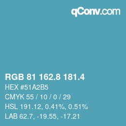 カラーコード: RGB 81 162.8 181.4 | qconv.com