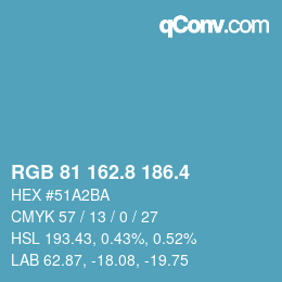 カラーコード: RGB 81 162.8 186.4 | qconv.com