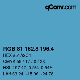 カラーコード: RGB 81 162.8 196.4 | qconv.com