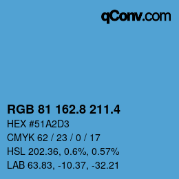 カラーコード: RGB 81 162.8 211.4 | qconv.com