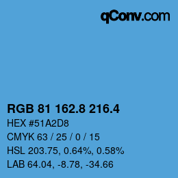 カラーコード: RGB 81 162.8 216.4 | qconv.com