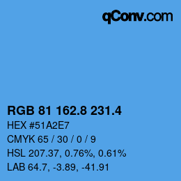 カラーコード: RGB 81 162.8 231.4 | qconv.com