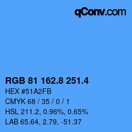 カラーコード: RGB 81 162.8 251.4 | qconv.com