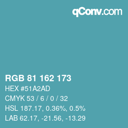 Color code: RGB 81 162 173 | qconv.com
