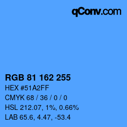 カラーコード: RGB 81 162 255 | qconv.com
