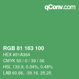 Código de color: RGB 81 163 100 | qconv.com