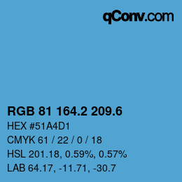 カラーコード: RGB 81 164.2 209.6 | qconv.com