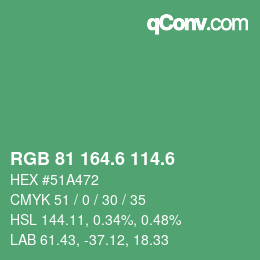 カラーコード: RGB 81 164.6 114.6 | qconv.com