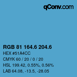 カラーコード: RGB 81 164.6 204.6 | qconv.com
