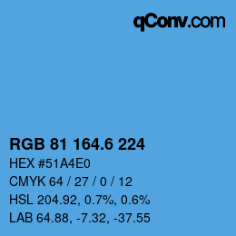カラーコード: RGB 81 164.6 224 | qconv.com