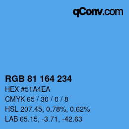 Color code: RGB 81 164 234 | qconv.com