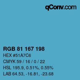 Color code: RGB 81 167 198 | qconv.com