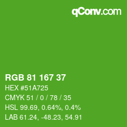 Color code: RGB 81 167 37 | qconv.com