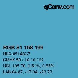 Color code: RGB 81 168 199 | qconv.com