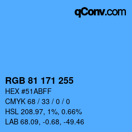 カラーコード: RGB 81 171 255 | qconv.com