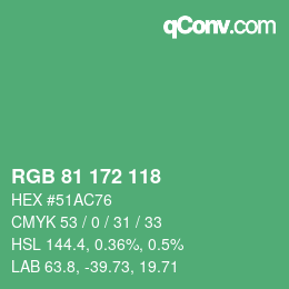 Color code: RGB 81 172 118 | qconv.com