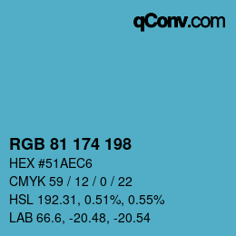 Color code: RGB 81 174 198 | qconv.com
