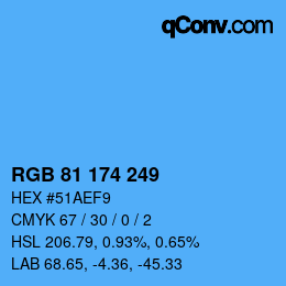 Color code: RGB 81 174 249 | qconv.com