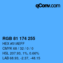 Color code: RGB 81 174 255 | qconv.com