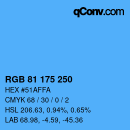カラーコード: RGB 81 175 250 | qconv.com