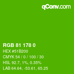 Color code: RGB 81 178 0 | qconv.com