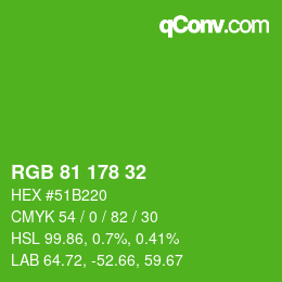 Color code: RGB 81 178 32 | qconv.com