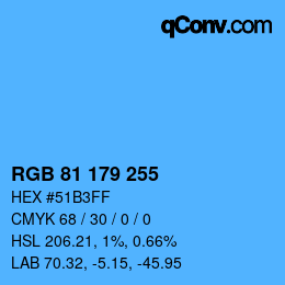 カラーコード: RGB 81 179 255 | qconv.com