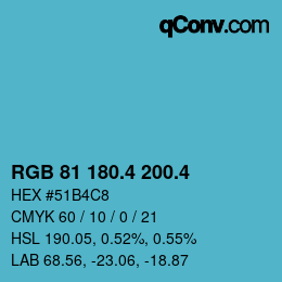 カラーコード: RGB 81 180.4 200.4 | qconv.com