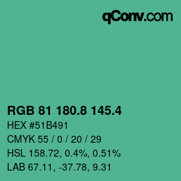 カラーコード: RGB 81 180.8 145.4 | qconv.com