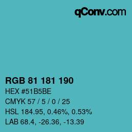 颜色代码: RGB 81 181 190 | qconv.com