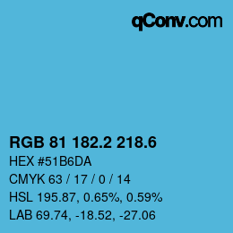 カラーコード: RGB 81 182.2 218.6 | qconv.com