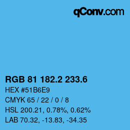 カラーコード: RGB 81 182.2 233.6 | qconv.com