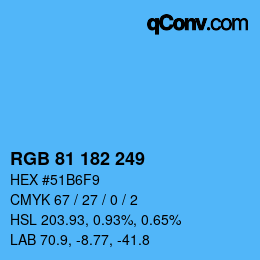 Color code: RGB 81 182 249 | qconv.com
